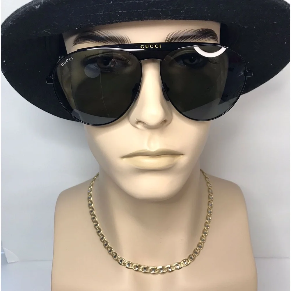 💯 Authentic Gucci Grey Pilot Men's Sunglasses GG0908S 004